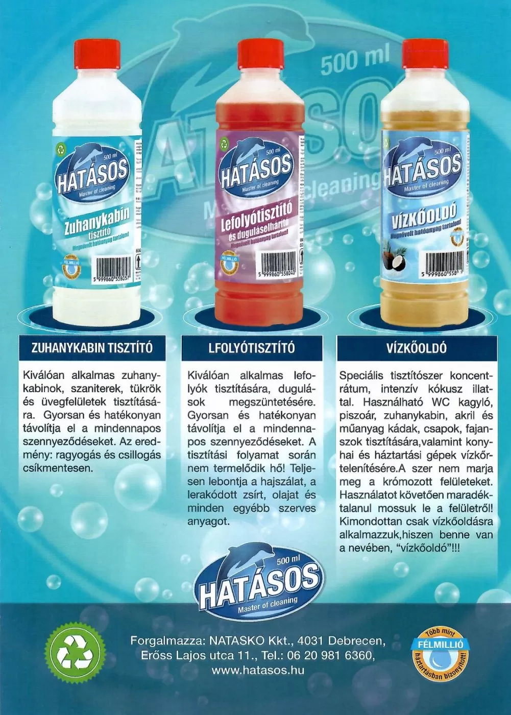 Hatásos zuhanykabin tisztító 500ml